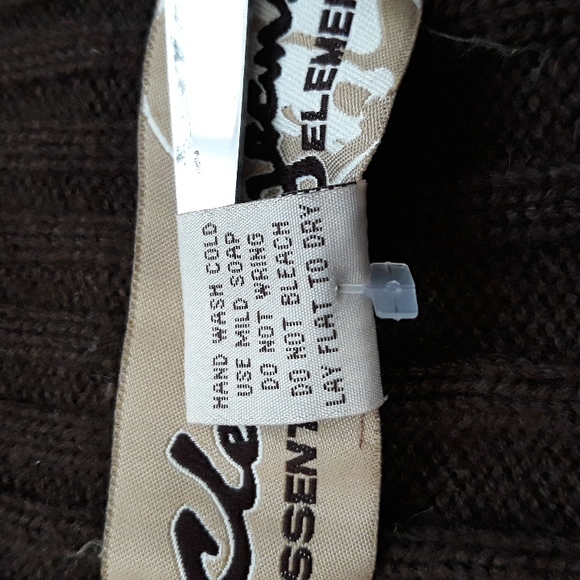 Vintage CLENCH JEANS pullover sweater ribbed wool blend elbow patch brown size L - Picture 10 of 12